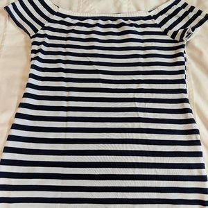 Navy and white maternity top